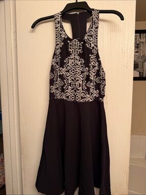 Speechless Black Dress with White Embroidered Bodice